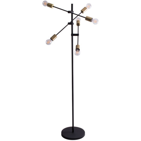 Searchlight Armstrong Lampadaire 6 lumières en métal noir et laiton satiné (1/5)