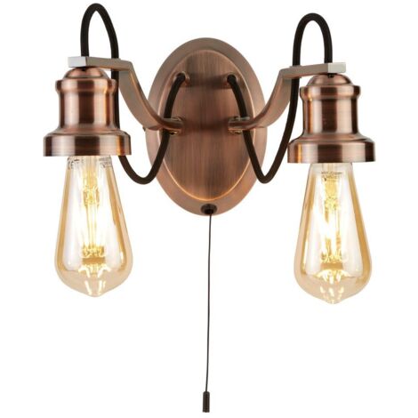 Searchlight Oliva - Applique murale d'intérieur à 2 ampoules, noir, cuivre, E27 (1/3)