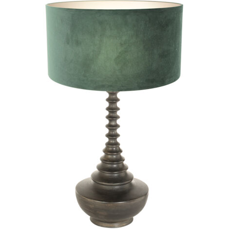 Anne Lighting - lampe de table - Bois - noir - bois velours tissu (1/5)