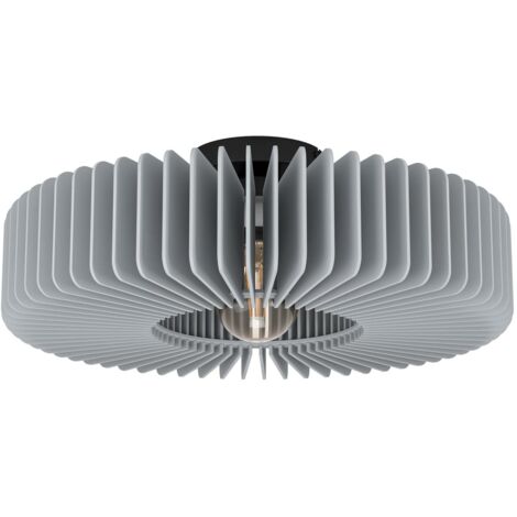 Plafonnier Palombaia Wood Grey E27 1x40W H: 17,5 cm Ø50cm Dimmable (1/5)