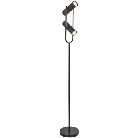 Lampadaire, 2 lumieres, metal alu, noir mat (1/2)