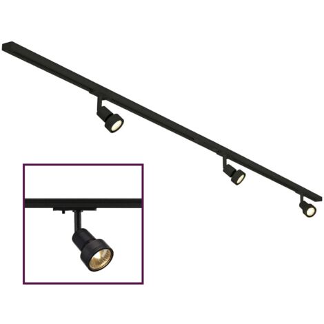 Systèmes rail 1 allumage 230V LED PURI TRACK Kit 1 allumage noir 2x1m 3x PURI spot et sources LED - SLV 143190