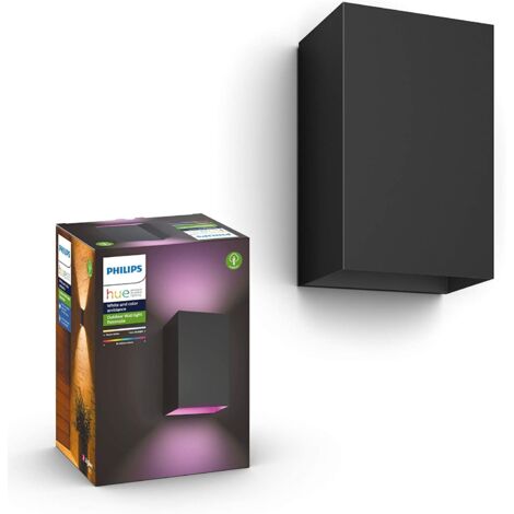 Philips – Hublot d'extérieur Up-Down Hue Resonate noir – Alimentation électrique 220V – Matériau en aluminium – Fixation murale – Largeur 10cm