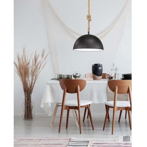 Lampe suspendue lampe de table à manger lampe de chanvre noire lampe de salon rétro (1/4)