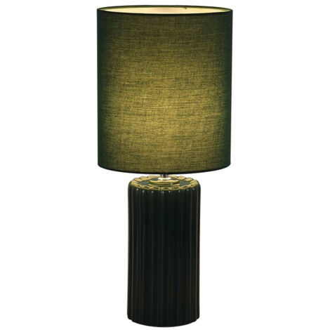 Searchlight Groove Lampe de table 1 lumière, vert olive avec abat-jour assorti (1/4)