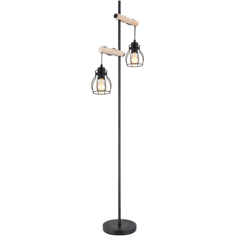 Lampadaire sur pied Mina noir avec du bois - 153260S (1/5)