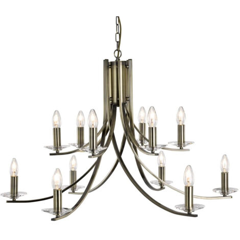 Lampe à suspension en laiton Ascona Ø 88 cm - 41612-12AB (1/3)