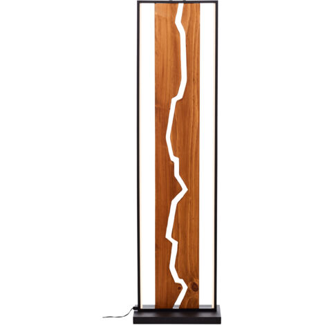 Lampadaire LED brillant Thunder, plafonnier, E27, 115 x 12,5 cm, bois/métal, marron/noir (1/5)