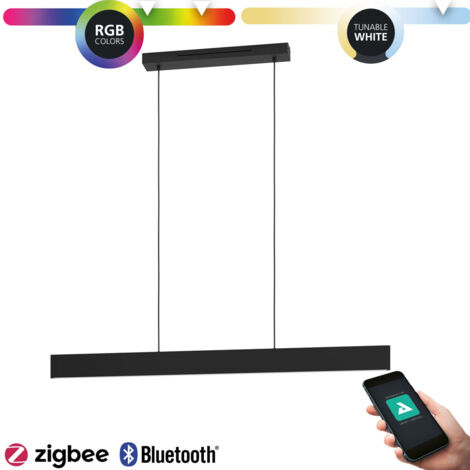 Lampe à suspension LED Andreas-Z en acier noir, blanc en plastique 2x19w 2700-6500k L: 117cm B: 7cm H: 110cm avec fonction Connect-Z (1/5)