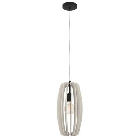 Lampe suspendue Bajazzara Wood Grey E27 1x40w H: 110cm Ø26cm Dimmable (1/3)