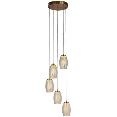 Searchlight Cyclone Luminaire suspendu à 5 lumières, bronze, verre à champagne (1/3)