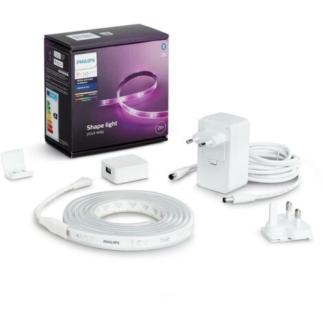 Philips – Ruban LED Hue Lightstrip 2m – Couleur blanche et RGB – Alimentation 24V – Indice de protection IP20 – Pour intérieur