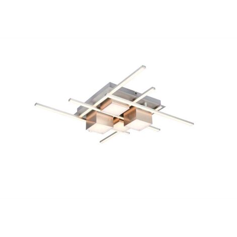 Plafonnier Lampe de salon Nickel Télécommande Variateur L 70 cm (1/5)