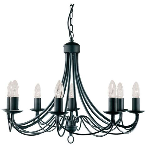 Searchlight Maypole - Lustre à 8 ampoules au fini noir, E14 (1/3)