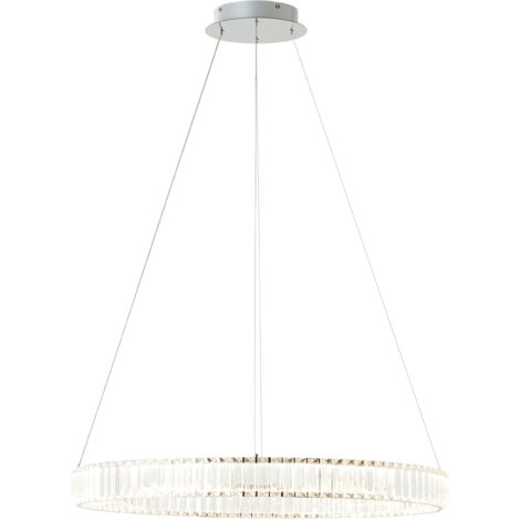 Brilliant Suspension LED Queen 80cm chrome aluminium/plastique télécommande Dimmable en interne via la télécommande LED 50 W intégrée (flux lumineux : 6000lm, couleur de la lumière : 3000-6500K) (1/5)