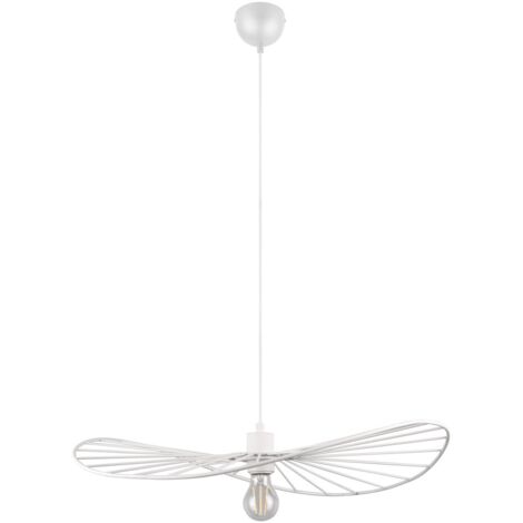 Lampe suspendue en métal blanc – Hauteur 150 cm – Diamètre 60 cm – Culot E27 – Tension 230V – Design moderne pour intérieur – Trio (1/7)