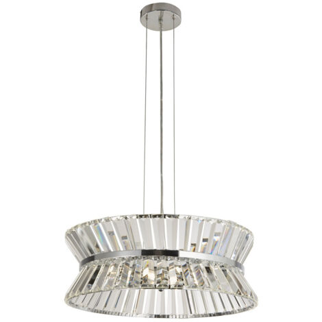 Searchlight Uptown Luminaire suspendu/semi-lumière à 7 lumières, chrome affleurant, cristal transparent (1/3)