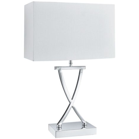 Lampe de table Club, chrome, abat-jour blanc rectangulaire chrome / chromé blanc (1/3)