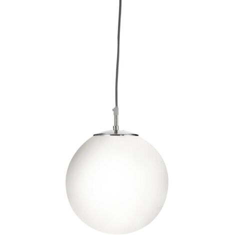 Searchlight Atom - Suspension à 1 ampoule Globe, argent satiné, verre opale, E27 (1/3)