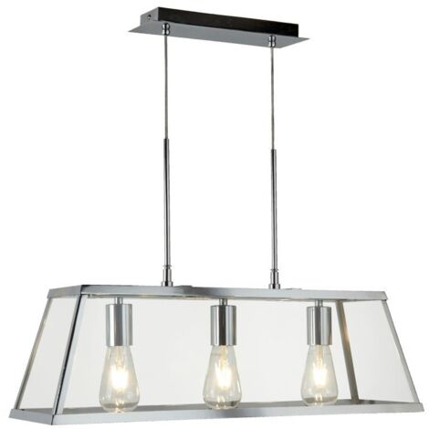 Searchlight Voyager - Barre de suspension à 3 ampoules au fini chrome, transparent, E27 (1/3)