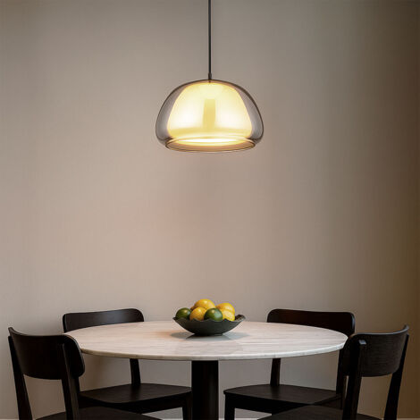 Lampe à suspendre Lampe de salon fumée Lampe à suspendre en verre Lampe de cuisine rétro, métal verre, 1x douille E27, DxH 40x120 cm (1/5)
