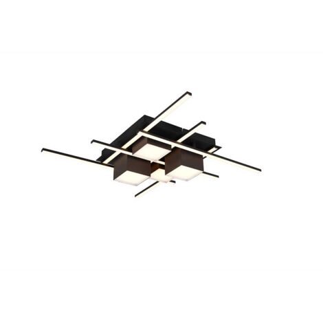 Plafonnier lampe de salon noir télécommande dimmable L 70 cm (1/5)