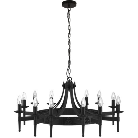 Searchlight Cartwheel - Plafonnier à 12 ampoules à bras multiples noir, E14 (1/4)