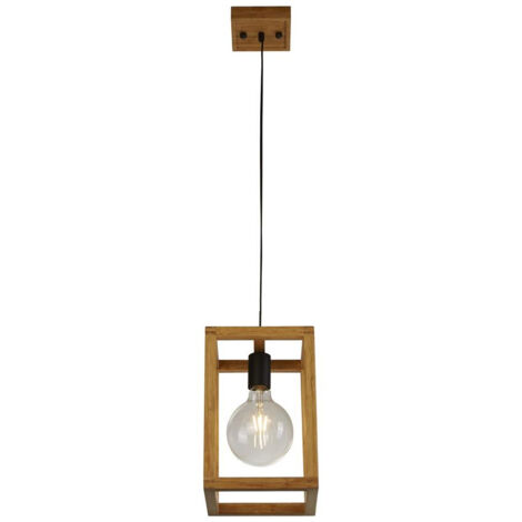 Searchlight Square Suspension à 1 Lumière en Bois de Bambou Tissé (1/3)