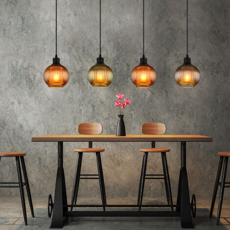 Globo – Suspension lampe suspendue lustre 900mm – Boules de verre noir mat – 4 douilles E27 25W – Éclairage moderne salle à manger