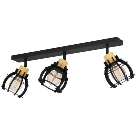 Spot Light Stillington 1 Steel, Bois noir, marron E27 3x40W L: 71 cm B: 16 cm H: 24,5 cm (1/3)