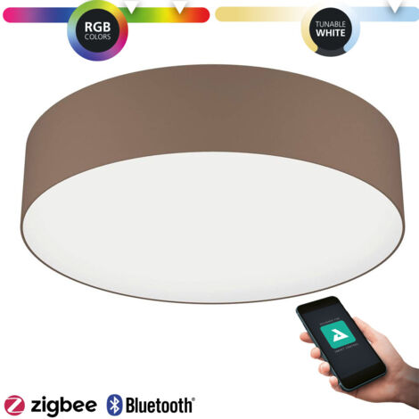Textile Romao-Z de lampe, taupe en plastique, LED blanche 35W 2700-6500K H: 15cm Ø57 cm Dimmable (1/4)