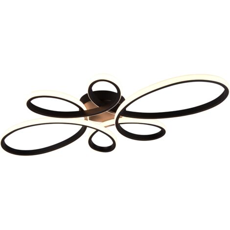Plafonnier LED SMD 32W 3000K noir mat, variateur SWITCH intégré - Trio - Fly (1/5)