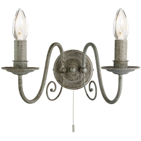 Searchlight Greythorne - Applique murale d'intérieur à 2 ampoules, gris, E14 (1/3)