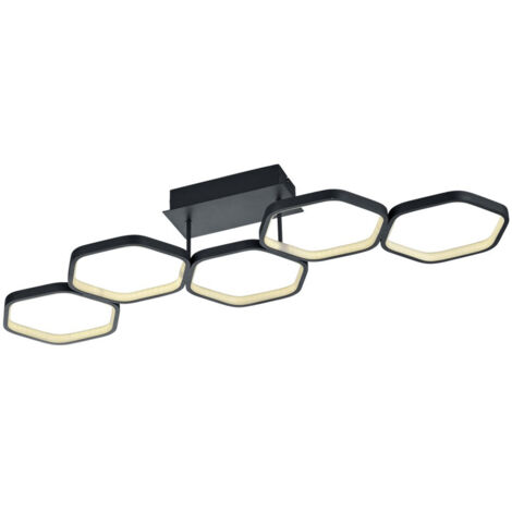 Vigo Plafonnier Led Dimmable 5 Hexagones L90 cm Anthracite Trio Lighting (1/4)