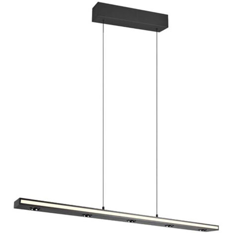 Suspension LED, plafonnier, noir mat, intensité variable haut/bas, H 200 cm (1/3)