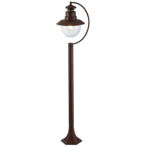 Lampadaire extérieur lanterne E27 verre acier marron rouille lampadaire H 110 cm