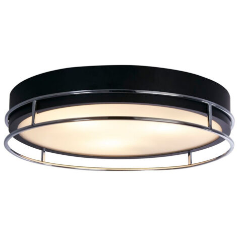 Searchlight Pheonix Plafonnier Phoenix à 3 ampoules, noir, chrome, verre dépoli (1/4)