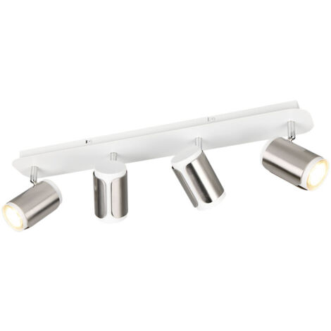 Plafonnier plafonnier lampe de salon métal nickel mat réglable L 60 cm (1/2)