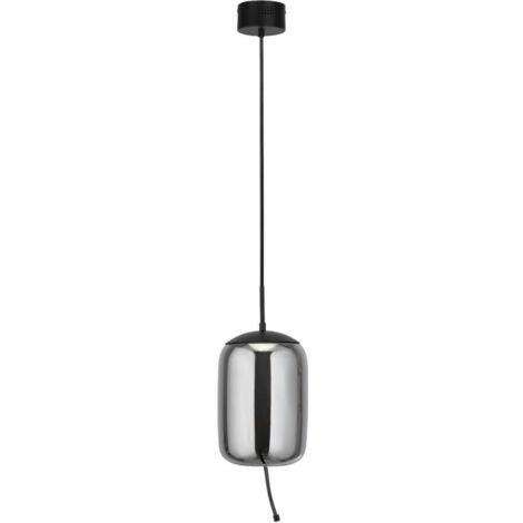 Searchlight Lisbon Suspension à 1 lumière DEL, noir et verre fumé 2700K (1/3)