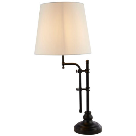 Munich Lampe de table ajustable, noir mat, abat-jour en lin (1/4)
