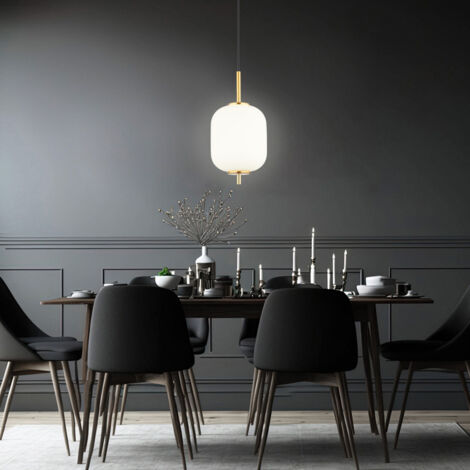 Plafonnier suspension plafonnier LED laiton verre opale salle à manger lumière (1/5)