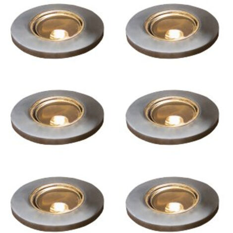 Konstsmide Mini LED ground spot Mini LED Extérieur 12V Système G4 Encastré au Sol en Acier Inoxydable Lot de 6 - Transformateur Inclus, IP44 (1/3)
