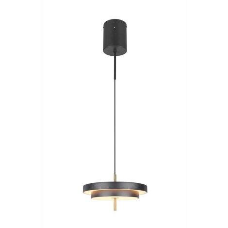 Lampe suspendue de salle à manger CCT à intensité variable LED noire réglable en hauteur (1/5)