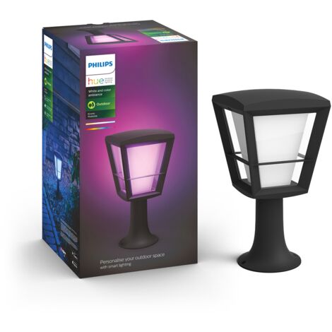 Philips Hue – Lampadaire extérieur LED noir 15W – Flux lumineux 1150 lumens – Indice de protection IP44 – Température couleur 2000K à 6500K (1/5)