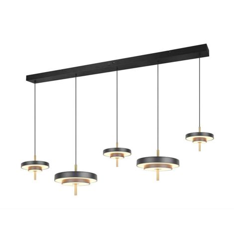 Lampe suspendue pour salle à manger, LED, réglable en hauteur, intensité variable, CCT, noir (1/5)
