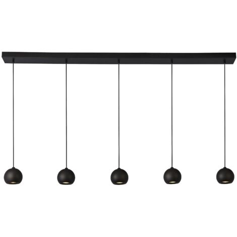 Searchlight Eindhoven Suspension barre noire mate à 5 lumières (1/4)