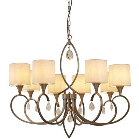 Searchlight Alberto - Lustre à 8 branches en cristal crème, fini laiton antique, E14 (1/3)
