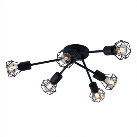 Plafonnier Xara I 6 lumières noir Ø 63cm - 54802S-6 (1/6)
