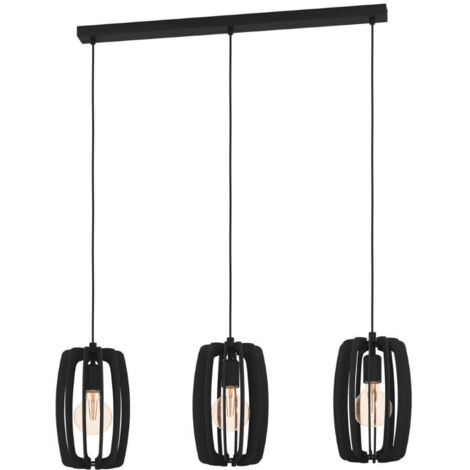 Lampe suspendue bajazzara bois noir e27 3x40w l: 89cm b: 19cm h: 110cm dimmable (1/3)