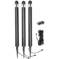 Konstsmide Amalfi Piquet d'éclairage extérieur 12 V, peinture noire, lot de 3 75 cm, IP44
